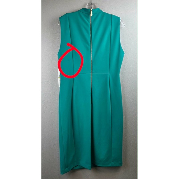 Calvin Klein Womens Green Bow Neck Sheath Dress CD4C1N62 Size 14 NWT - Picture 9 of 16